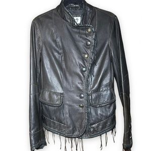 SCULLY Fringe Side Closure 100% Leather Steampunk Jacket Medium *Read desc*